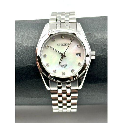 Citizen Quartz WR 50m Silver Tone Stainless Steel Crystal Dress Watch