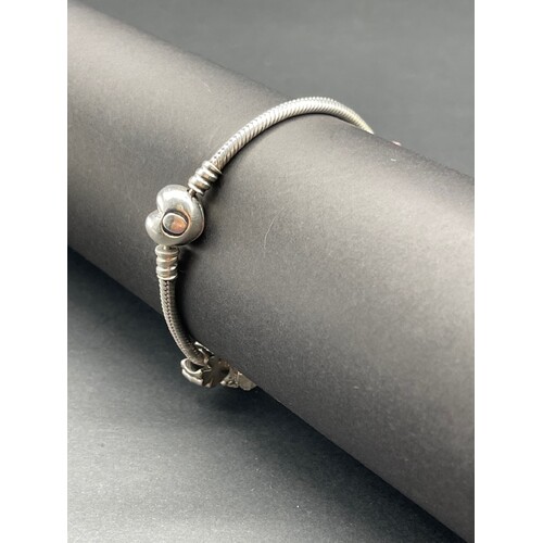Ladies Sterling Silver Snake Link Bracelet and Charms (Brand New)