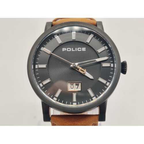 Police Brown Collin Stainless Steel Analog Men’s Watch in Leather Band