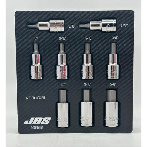 JBS 00055951 9 Piece Hex Bit Socket Set 1/2” Drive SAE ModPak #01