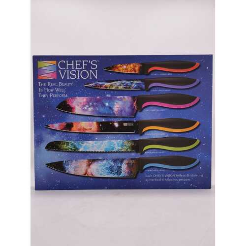 Chefs Vision 6 Piece Cosmos Knives in Box (New Never Used)
