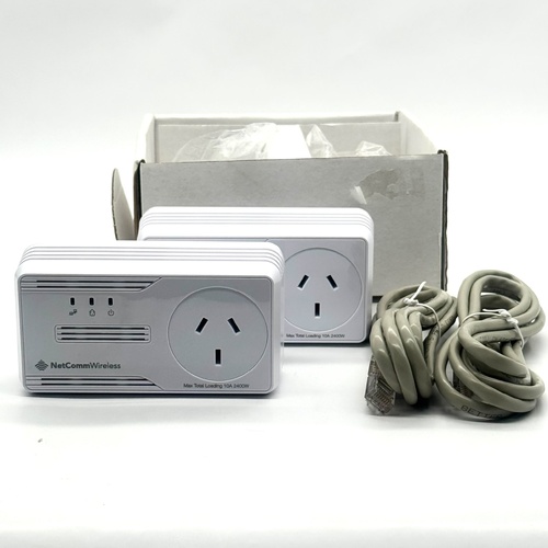 NetComm NP205 200Mbps Powerline Adapter Twin Pack AC Pass Through Ethernet