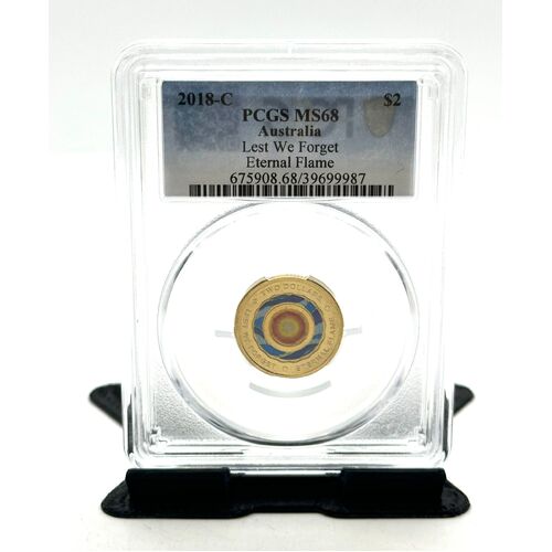 Australia PCGS MS68 2018 C $2 Lest We Forget Eternal Flame Collectable Coin