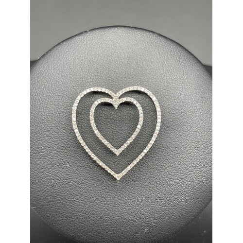 Ladies 14ct White Gold Diamond Heart Shape Pendant (Pre-Owned)