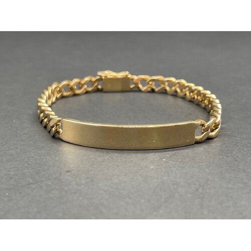 Mens 18ct Yellow Gold Curb Link ID Bracelet (Pre-Owned)