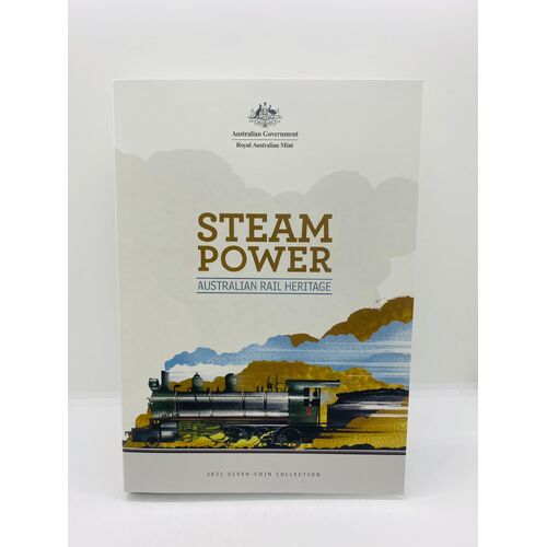 2022 50c Steam Power Australian Rail Heritage Coloured UNC 7 Coin Set (Preowned)