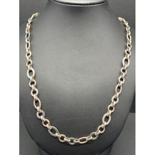 Ladies 9ct Two Tone Gold Fancy Link Necklace