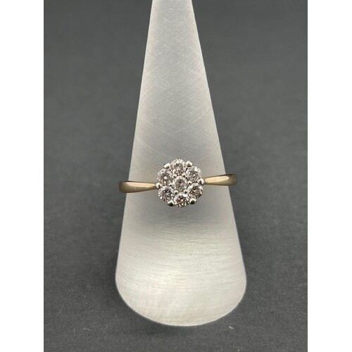 Ladies 10ct Yellow Gold Diamond Cluster Ring
