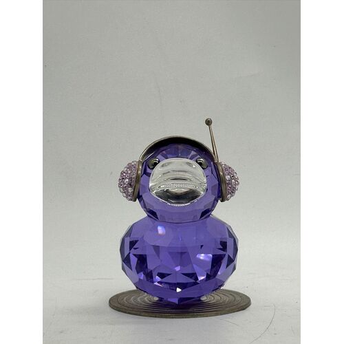 Swarovski Violet Crystal Figurine Happy Duck DJ Duck Headphones Limited Edition