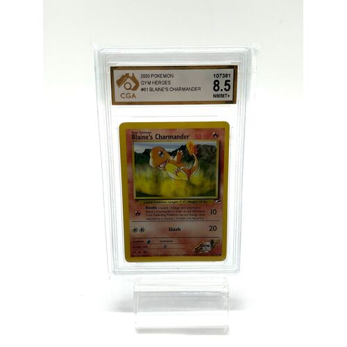 2000 Pokemon Gym Heroes #61 Blaine’s Charmander CGA 8.5 NM/MT+ Collectible Card