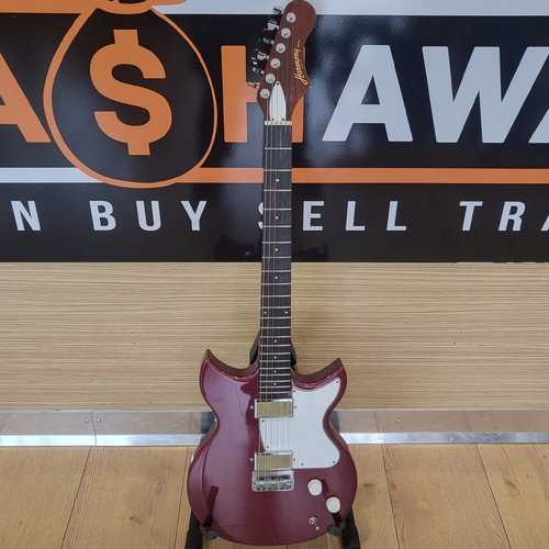 Harmony Rebel 6 String Electric Guitar Burgundy Dual Humbucker 