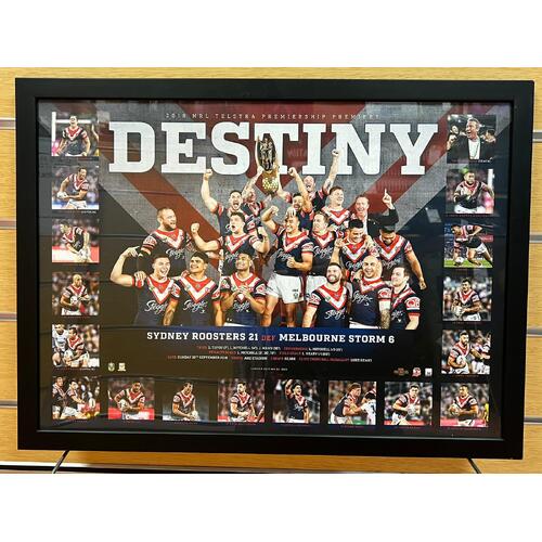 Sydney Roosters 2018 NRL Telstra Premiership Premiers Destiny Framed Memorabilia