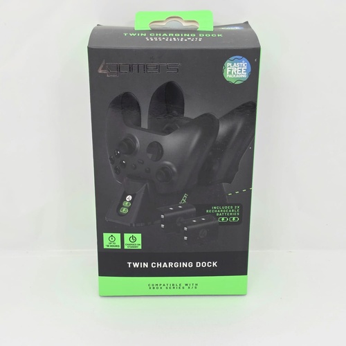 4Gamers Xbox Series X/S Twin Wireless Controller Charging Dock Black