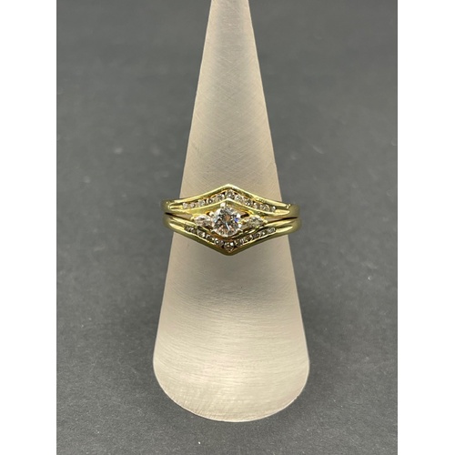 Ladies 18ct Yellow Gold 2 Set Diamond Rings