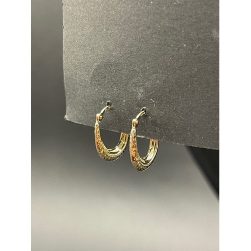 Ladies 9ct Yellow Gold Oval Hoop Earrings