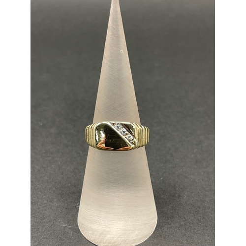 Childs 9ct Yellow Gold CZ Signet Ring