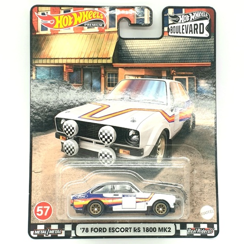 Hot Wheels Premium Boulevard 57 78 Ford Escort RS 1800 MK2 Real Riders