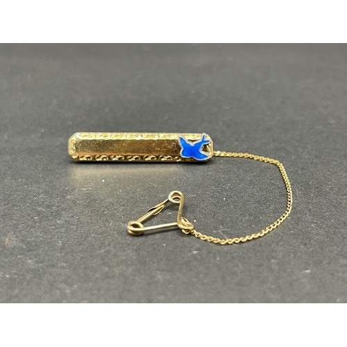 Child's 9ct Yellow Gold Rectangle ID Brooch Pin