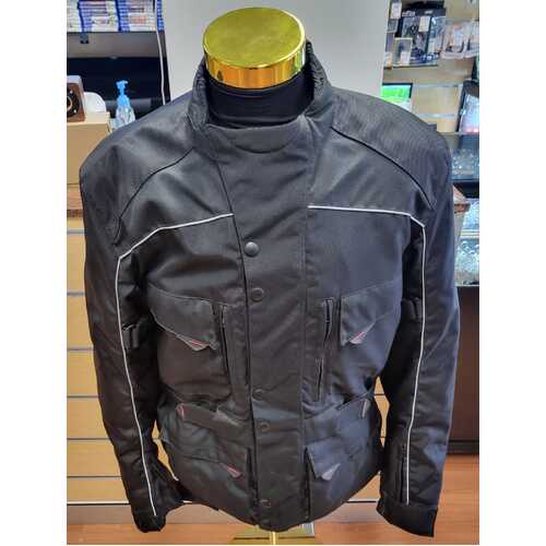 Torque Large Nylon Motorcycle Jacket and Pants Black Reflective and Padded