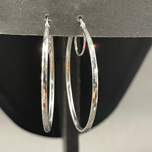 Ladies 9ct White Gold Round Hoop Earrings