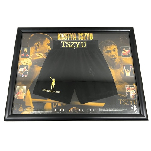 Kostya Tszyu Signed Boxing Trunks in Frame with COA Limited Edition 18/300