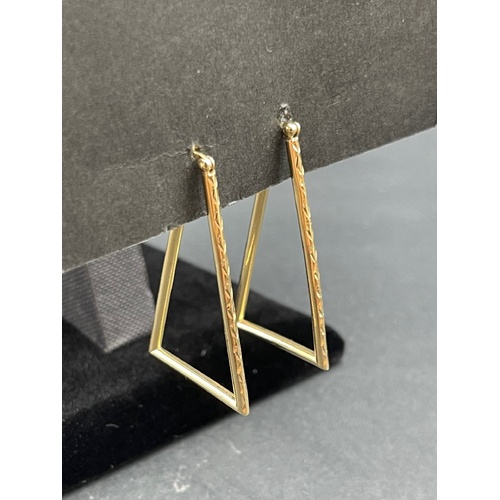 Ladies 9ct Yellow Gold Triangle Hoop Earrings