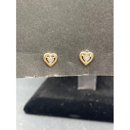 Ladies 9ct Yellow Gold Heart Shape Stud Earrings