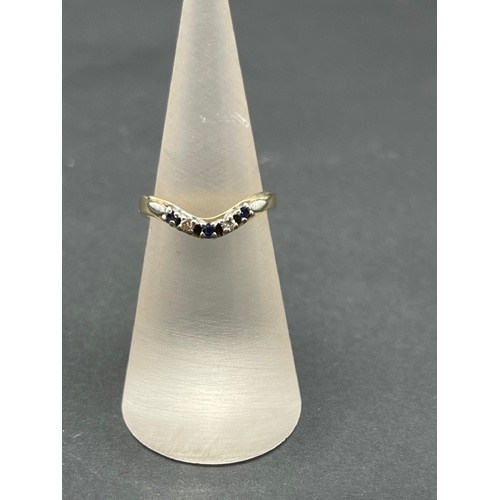 Ladies 9ct Yellow Gold Blue Gemstones and Diamonds Ring