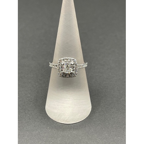 Ladies 18ct White Gold Diamond Halo Ring