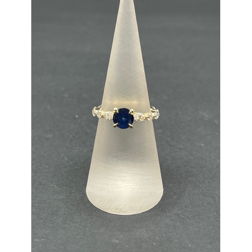 Ladies 18ct Yellow Gold Blue Sapphire and Diamond Ring