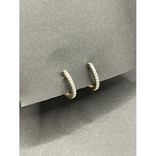 Ladies 9ct Yellow Gold Oval Hoop Diamond Earrings