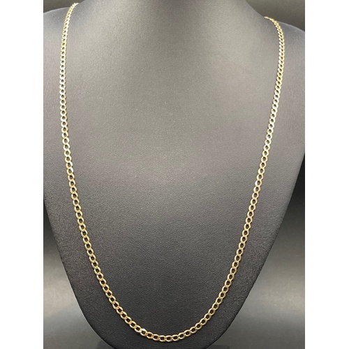 Unisex 9ct Yellow Gold Flat Curb Link Necklace