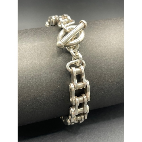 Mens 925 Sterling Silver Bike Link Bracelet