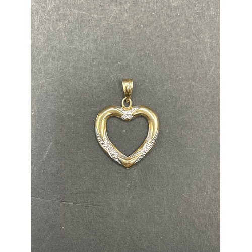 Ladies 9ct Two Tone Gold Heart Pendant