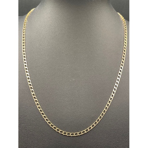 Unisex 9ct Yellow Gold Square Curb Link Necklace