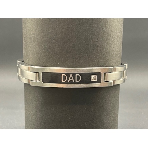Mens Stainless Steel Fancy Link DAD Bracelet