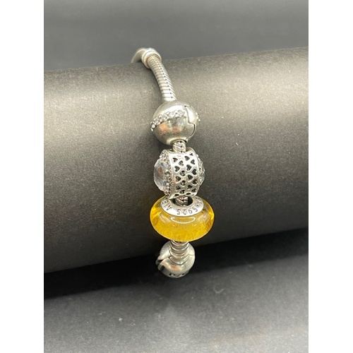 Ladies 925 Sterling Silver Pandora Snake Link Charm Bracelet