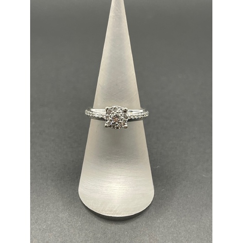 Ladies 9ct White Gold Diamond Cluster Ring