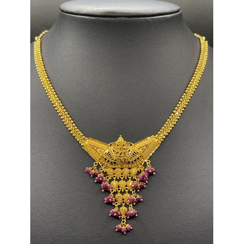 Ladies 22ct Yellow Gold Indian Filigree Fancy Necklace