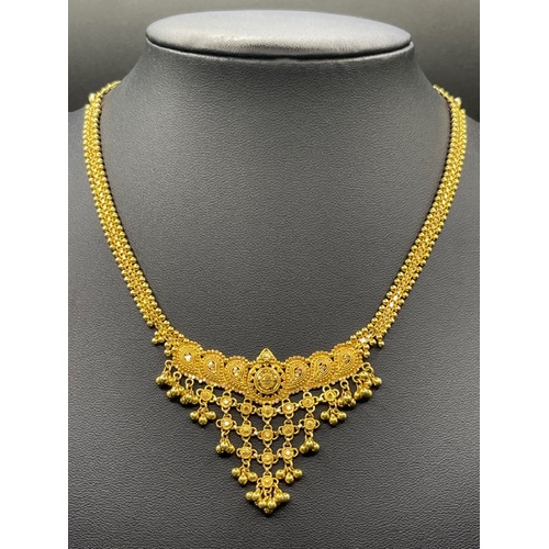 Ladies 22ct Yellow Gold Indian Filigree Fancy Necklace