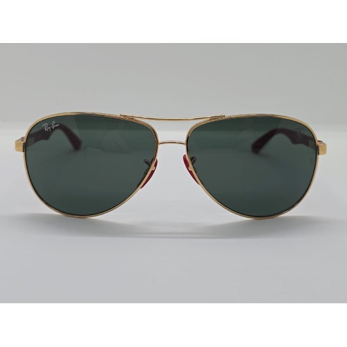 Ray-Ban RB8313M F008/71 61-13 Scuderia Ferrari Arista Gold Green Sunglasses