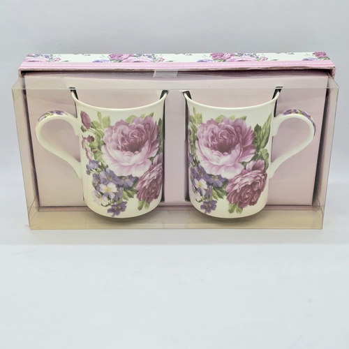 Season Collection Rose Garden Mugs Floral England Design Set of 2