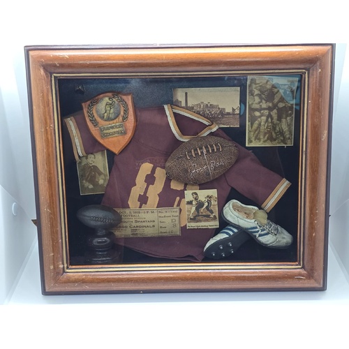 Football Wall Art Memorabilia Display Shadow Box Wood Frame