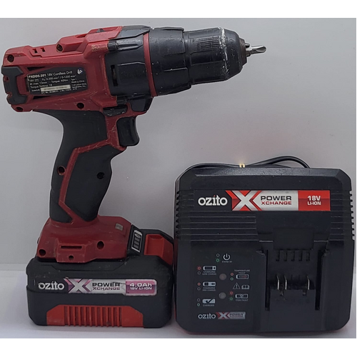 Ozito PXDDS-201 18V Cordless Drill Driver Set with 4.0Ah Battery and Charger