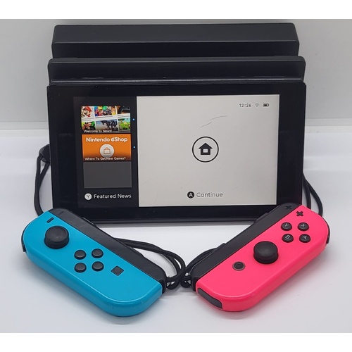 Nintendo Switch HAC-001(-01) Neon Blue Red Handheld Gaming Console with Dock
