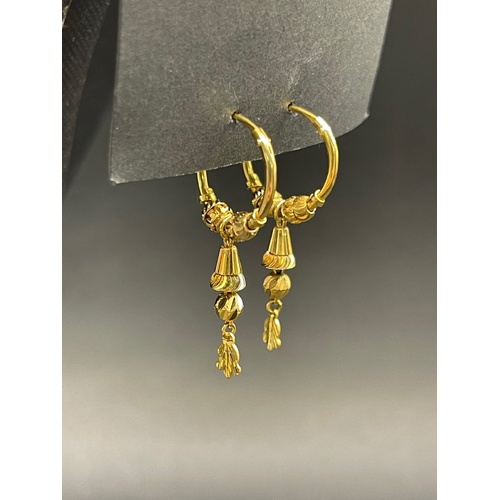 Ladies 22ct Yellow Gold Round Hoop Dangle Earrings
