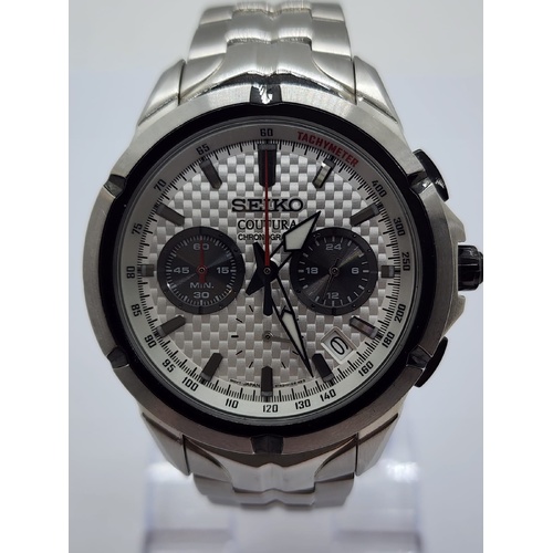 Seiko Coutura Chronograph Silver Dial Quartz Stainless Steel Watch SSB433