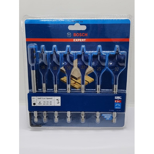 Bosch 2608900334 7 Piece Self Cut Speed Spade Wood Drill Bit Set