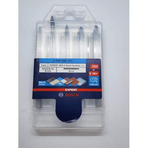 Bosch 2608900597 Expert HardCeramic HEX-9 Drill Bit Set 4-10 mm 5 Piece