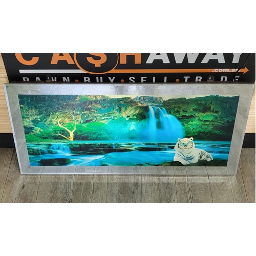 Tiger Waterfall Moving Picture Mirror Wall Art with Sound